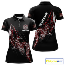Load image into Gallery viewer, Custom Black And Red US Flag Digital Camo Shark Darts Polo Shirt For Women Dart Gifts NYN1996