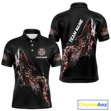 Load image into Gallery viewer, Custom Black And Red US Flag Digital Camo Shark Darts Polo Shirt For Men Dart Gifts NYN1996