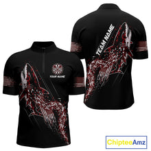 Load image into Gallery viewer, Custom Black And Red US Flag Digital Camo Shark Darts Quarter-Zip Shirt For Men Dart Gifts NYN1996