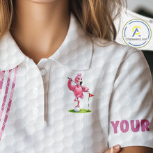 Load image into Gallery viewer, Funny Womens Golf Polo Shirt Custom Crown Flamingo Pink Argyle Pattern Golf Clothing Shirts NYN2876