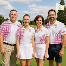 Load image into Gallery viewer, Funny Mens Golf Polo Shirt Custom Crown Flamingo Pink Argyle Pattern Golf Clothing Shirts NYN2876