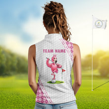 Load image into Gallery viewer, Funny Womens Golf Sleeveless Polo Shirt Custom Crown Flamingo Pink Argyle Pattern Golf Clothing Shirts NYN2876