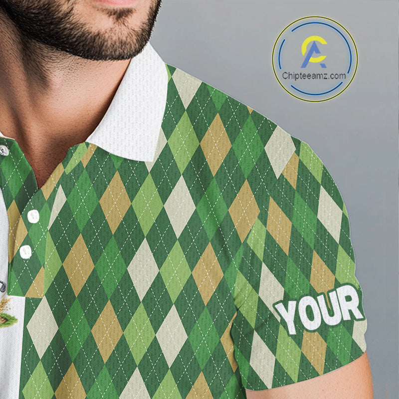 Funny Duck Polo Shirt Mens Golf Polo Shirts Custom Green Argyle Pattern Duck Golf Shirts NYN2879
