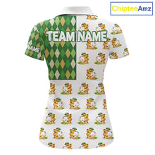 Load image into Gallery viewer, Funny Duck Polo Shirt Womens Golf Polo Shirts Custom Green Argyle Pattern Duck Golf Shirts NYN2879