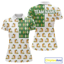 Load image into Gallery viewer, Funny Duck Polo Shirt Womens Golf Polo Shirts Custom Green Argyle Pattern Duck Golf Shirts NYN2879