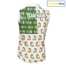 Load image into Gallery viewer, Funny Duck Sleeveless Polo Shirt Womens Golf Polo Shirts Custom Green Argyle Duck Golf Shirts NYN2879