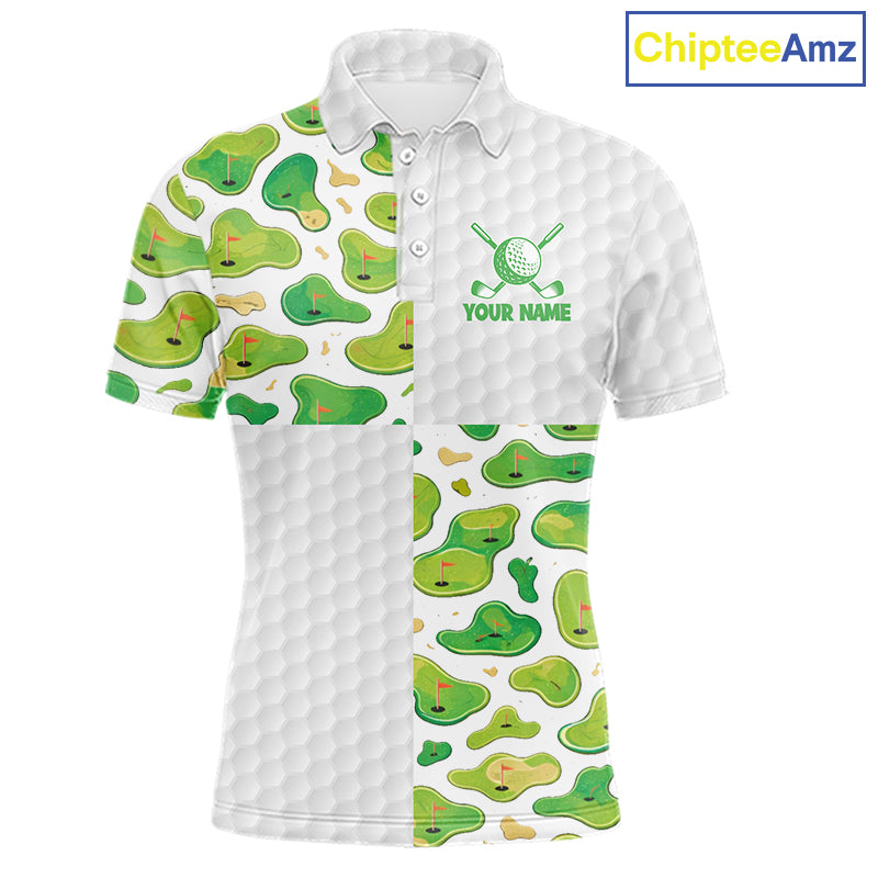 Personalized Mens Golf Polo Shirts Green Golf Courses Custom Name Golf Team Shirt, Golf Gifts NYN2880