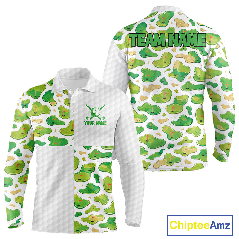 Personalized Mens Golf Polo Shirts Green Golf Courses Custom Name Golf Team Shirt, Golf Gifts NYN2880