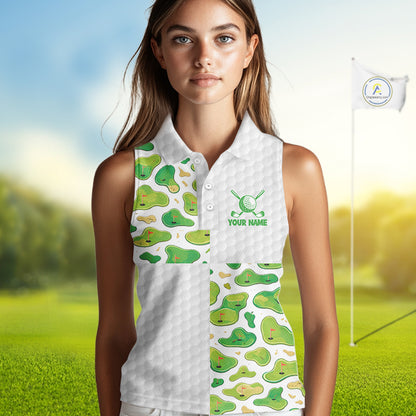 Personalized Womens Golf Sleeveless Polo Shirts Green Golf Courses Custom Name Golf Team Shirt Golf Gifts NYN2880