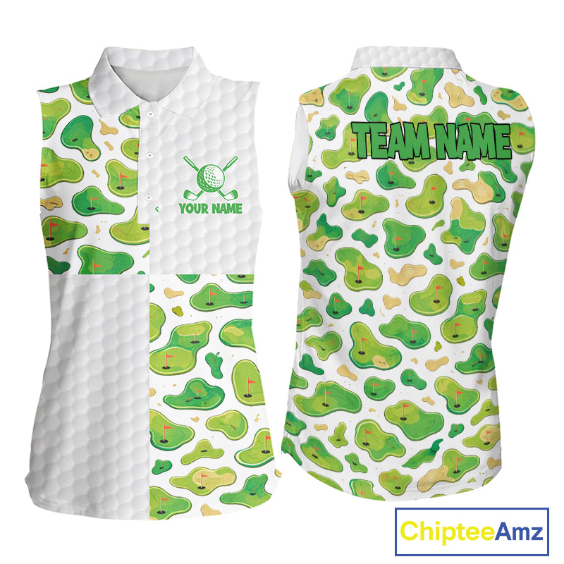 Personalized Womens Golf Sleeveless Polo Shirts Green Golf Courses Custom Name Golf Team Shirt Golf Gifts NYN2880