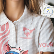 Load image into Gallery viewer, Funny Pig Polo Shirt Womens Golf Polo Shirts Custom Golfing Pig White Golf Pattern Golf Shirts NYN2883