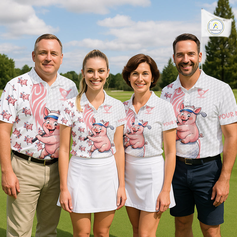 Funny Pig Polo Shirt Mens Golf Polo Shirts Custom Golfing Pig White Golf Pattern Golf Shirts NYN2883