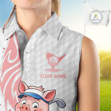 Load image into Gallery viewer, Funny Pig Sleeveless Polo Shirt Womens Golf Polo Shirts Custom Golfing Pig White Golf Pattern Shirts NYN2883