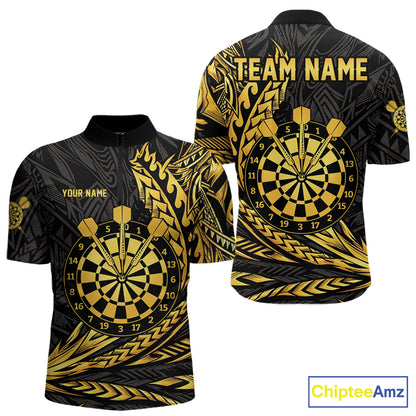 Personalized Black & Gold Tribal Darts Polo & Quarter-Zip Custom Dart Shirts For Men Dart Jerseys  NYN2885