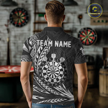 Load image into Gallery viewer, Personalized Black &amp; Silver Tribal Darts Polo &amp; Quarter-Zip Custom Dart Shirts For Men Dart Jerseys  NYN2886