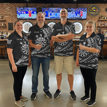 Load image into Gallery viewer, Personalized Black &amp; Silver Tribal Darts Polo &amp; Quarter-Zip Custom Dart Shirts For Men Dart Jerseys  NYN2886