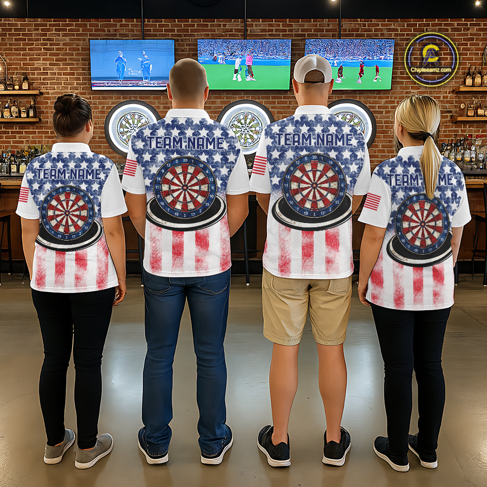 Custom American Flag Dart Shirts For Men Patriotic Dart Team Shirt Darter Outfits Attire NYN2888