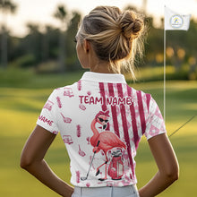 Load image into Gallery viewer, Custom Funny Flamingo Womens Golf Shirt Polo, Pink Paint Argyle Pattern Golf Team Outfits For Ladies NYN3095