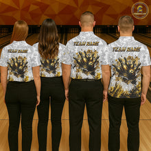 Load image into Gallery viewer, Splatter Black &amp; Gold Bowling Polo &amp; 1/4-Zip Shirt For Men Custom Gray Dragon Bowling Team Jersey NYN3269