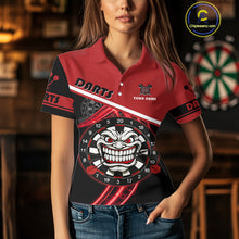 Load image into Gallery viewer, Maroon Lightning Devil Dartboard Darts Shirt For Women - Custom Name &amp; Team Jersey NYN0583