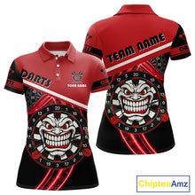 Load image into Gallery viewer, Maroon Lightning Devil Dartboard Darts Shirt For Women - Custom Name &amp; Team Jersey NYN0583