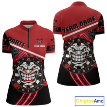 Load image into Gallery viewer, Maroon Lightning Devil Dartboard Darts Shirt For Women - Custom Name &amp; Team Jersey NYN0583