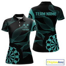Load image into Gallery viewer, Turquoise Dartboard Waving Lines Darts Shirt For Women - Custom Name &amp; Team Jersey NYN0586