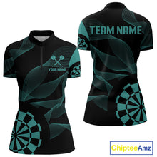 Load image into Gallery viewer, Turquoise Dartboard Waving Lines Darts Shirt For Women - Custom Name &amp; Team Jersey NYN0586