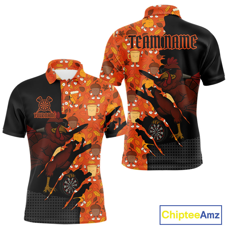 Custom Turkey Dartboard Funny Dart Polo Shirt For Men Autumn Thanksgiving Dart Jersey NYN1460