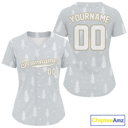 Custom Grey Snowflake Baseball Christmas Shirt For Women Outfits Xmas Baseball Jerseys NYN1471