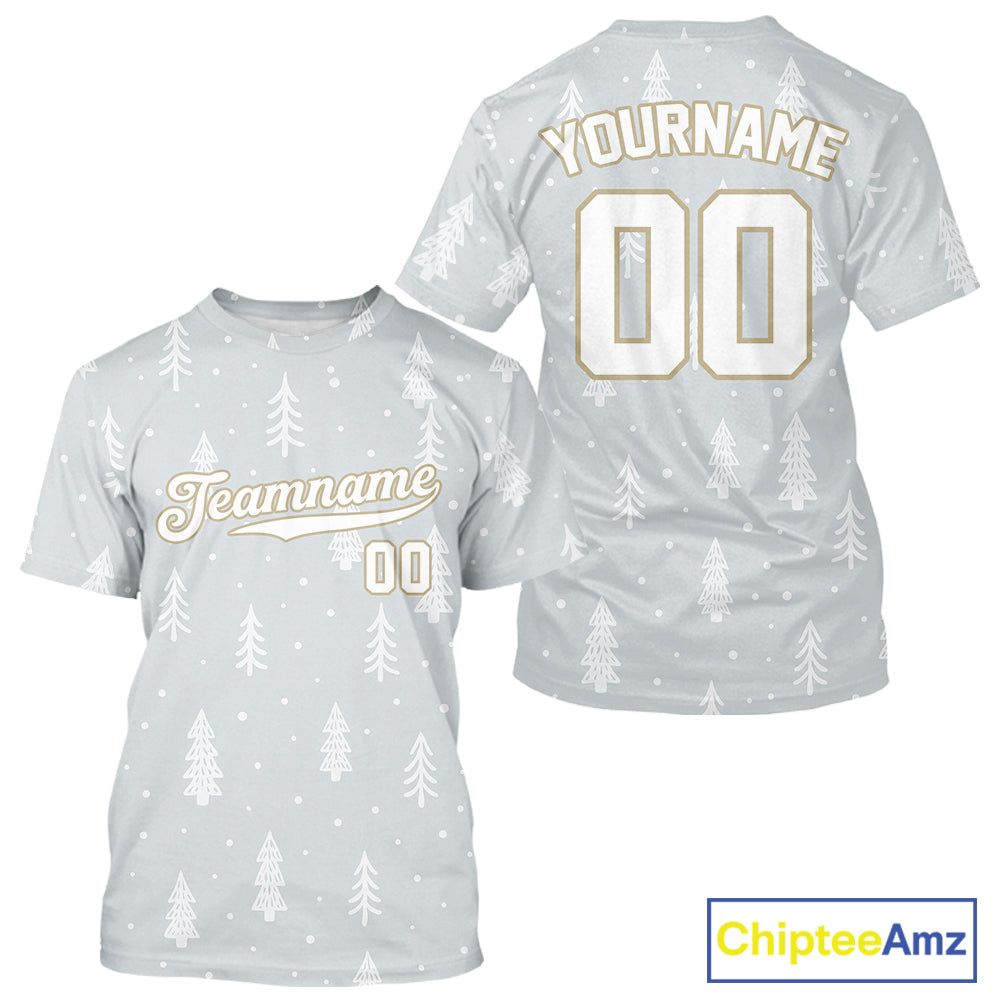 Custom Grey Snowflake Baseball Christmas T-Shirt For Men Outfits Xmas Baseball Shirts NYN1471