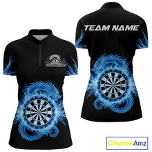 Load image into Gallery viewer, Custom Dragon Lighting Blue Dartboard Dart Quarter-Zip Jerseys For Women Dart Team Shirt NYN1723