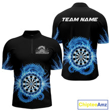 Load image into Gallery viewer, Custom Dragon Lighting Blue Dartboard Dart Quarter-Zip Jerseys For Men Dart Team Shirt NYN1723