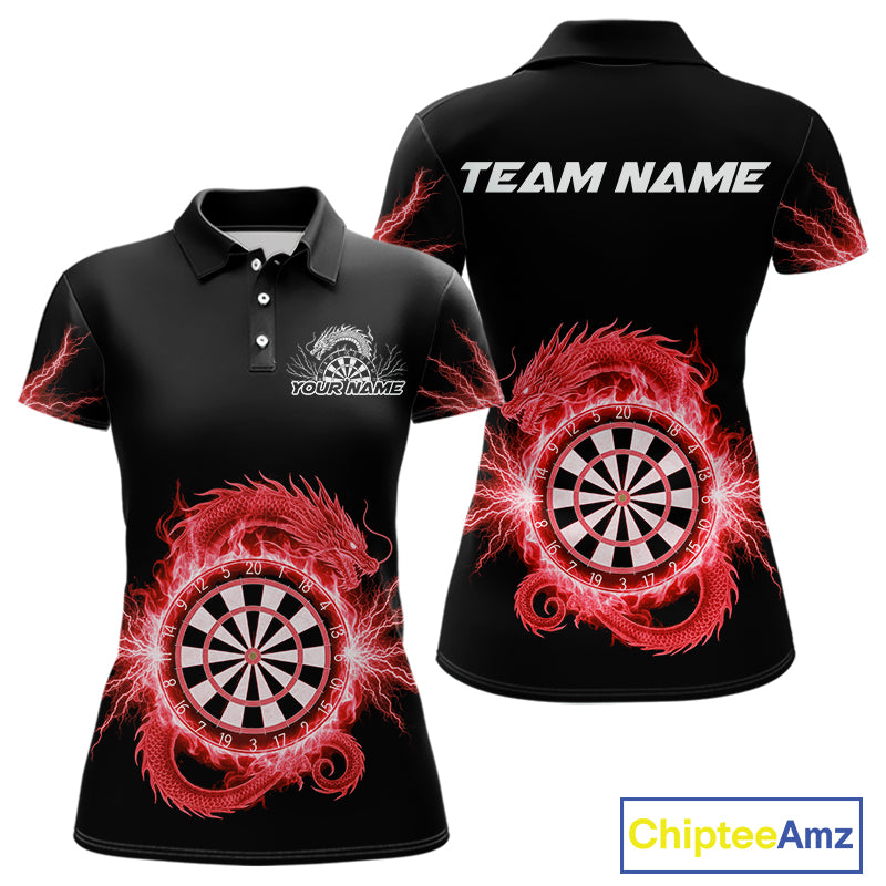 Custom Dragon Lighting Red Dartboard Dart Polo Jerseys For Women Dart Team Shirt NYN1724