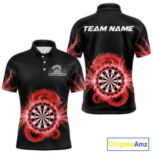 Load image into Gallery viewer, Custom Dragon Lighting Red Dartboard Dart Polo Jerseys For Men Dart Team Shirt NYN1724