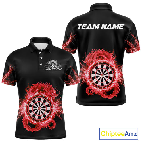 Custom Dragon Lighting Red Dartboard Dart Polo Jerseys For Men Dart Team Shirt NYN1724