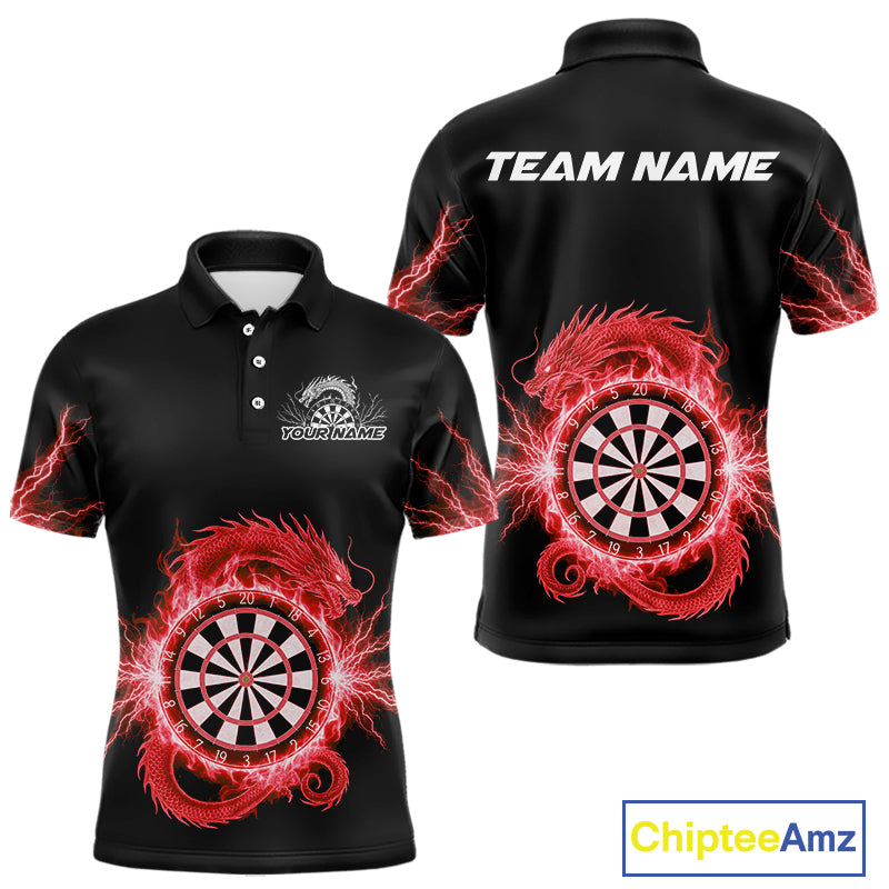 Custom Dragon Lighting Red Dartboard Dart Polo Jerseys For Men Dart Team Shirt NYN1724
