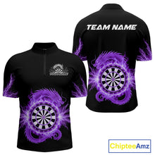 Load image into Gallery viewer, Custom Dragon Lighting Purple Dartboard Dart Quarter-Zip Jerseys For Men Dart Team Shirt NYN1725