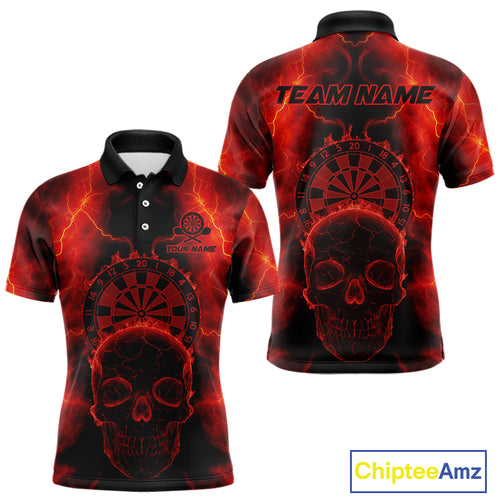 Custom Red Skull Lightning Dartboard Dart Polo Jerseys For Men Outfits Dart Shirts NYN1727