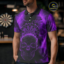 Load image into Gallery viewer, Custom Purple Skull Lightning Dartboard Dart Polo Jerseys For Men Outfits Dart Shirts NYN1728