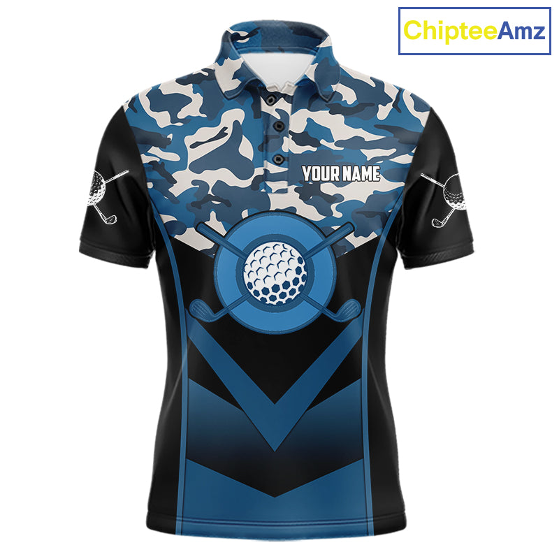 Black Blue Navy Camo Golf Polo Shirts For Men Custom Golf Outfit Men, Personalized Golf Team Gifts NYN4920