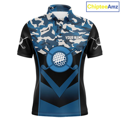 Black Blue Navy Camo Golf Polo Shirts For Men Custom Golf Outfit Men, Personalized Golf Team Gifts NYN4920