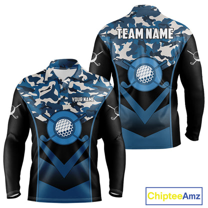Black Blue Navy Camo Golf Polo Shirts For Men Custom Golf Outfit Men, Personalized Golf Team Gifts NYN4920