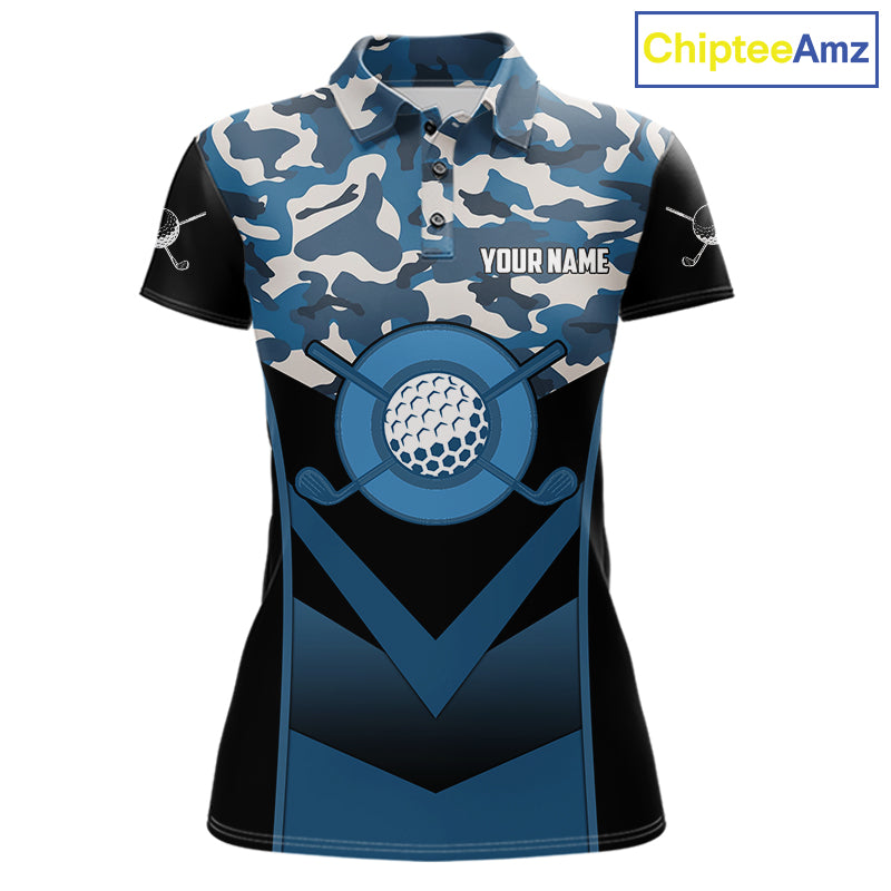 Black Blue Navy Camo Golf Polo Shirts For Women Custom Golf Outfit Women, Personalized Golf Team Gifts NYN4920