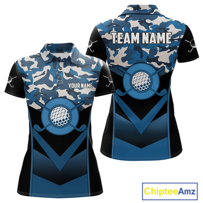 Black Blue Navy Camo Golf Polo Shirts For Women Custom Golf Outfit Women, Personalized Golf Team Gifts NYN4920
