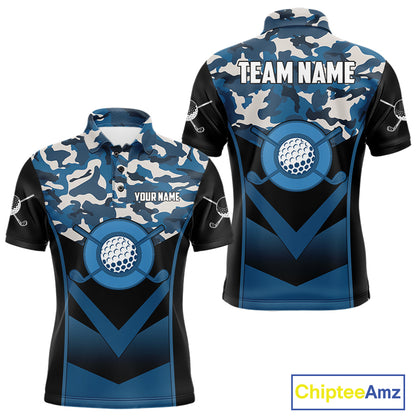Black Blue Navy Camo Golf Polo Shirts For Men Custom Golf Outfit Men, Personalized Golf Team Gifts NYN4920