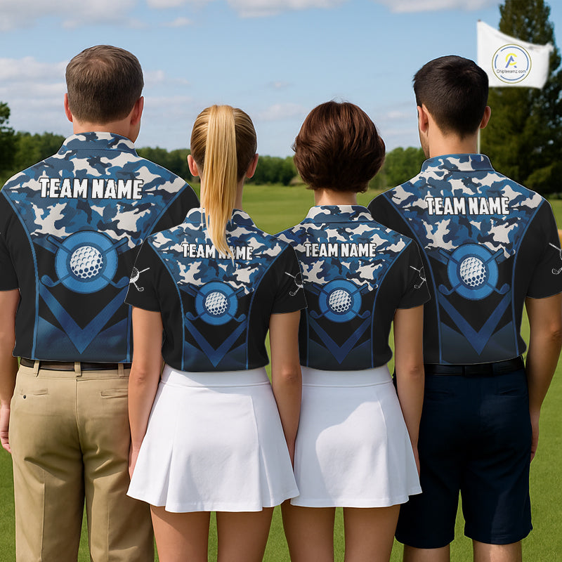 Black Blue Navy Camo Golf Polo Shirts For Men Custom Golf Outfit Men, Personalized Golf Team Gifts NYN4920