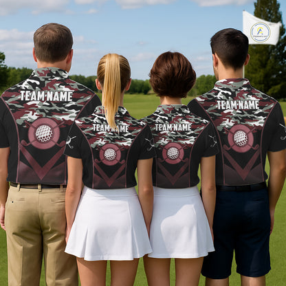 Black Maroon Camo Golf Polo Shirts For Men Custom Golf Outfit Men, Personalized Golf Team Gifts NYN4921