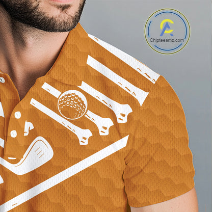 Mens Golf Polo Shirt Skeleton US Flag Custom Orange Golf Ball Pattern Halloween Golf Team Shirts NYN4923