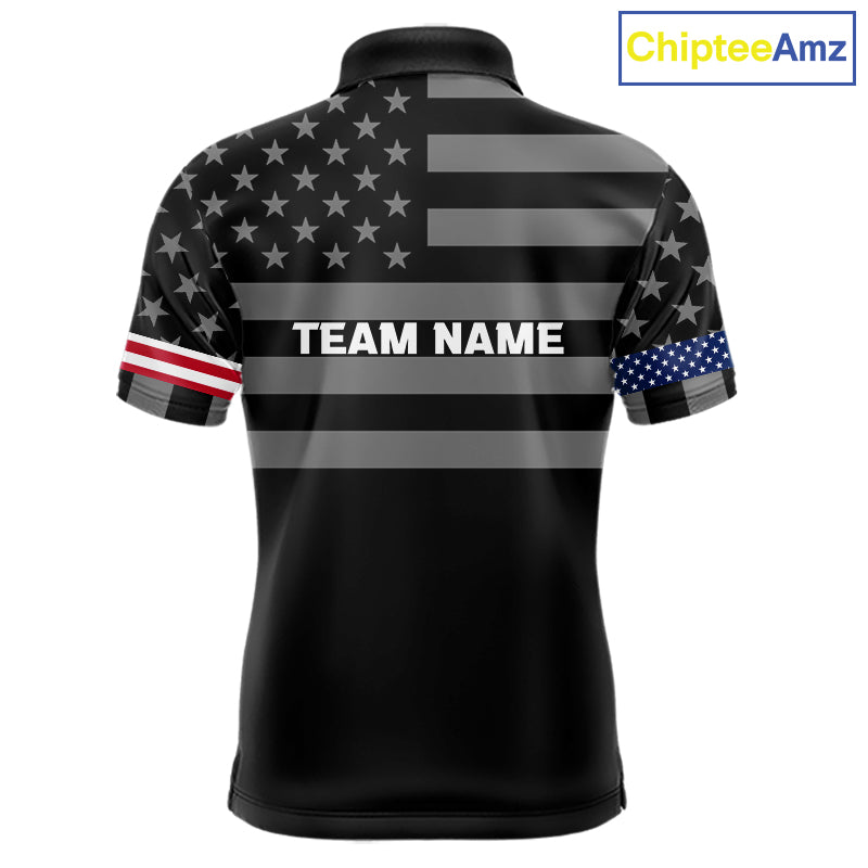 American Flag Black Men Golf Polo Shirt Custom Patriotic Mens Golf Top, Gifts For Golf Lovers NYN4924